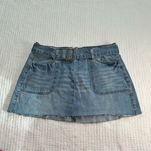 Rewash Blue Denim Mini Skirt With Belt Size 9